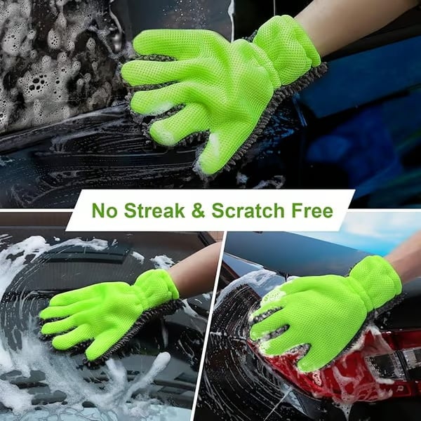 Double-sided five-finger car wash gloves