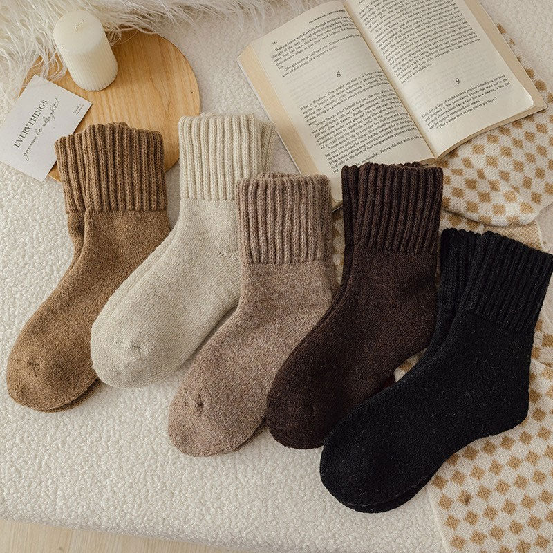 🧦 5 Par Dame Ullsokker – Varme Midtsokker