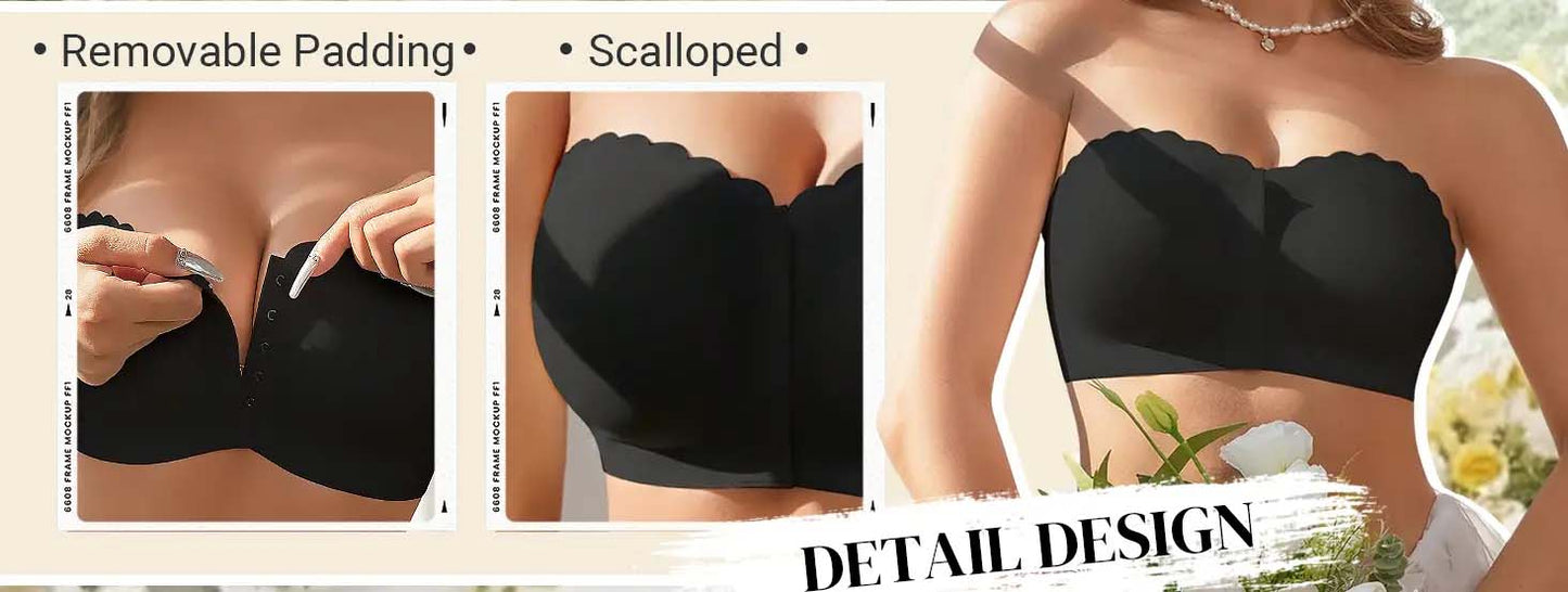 Sømløs frontlukking med skulderstropper og bandeau-bh