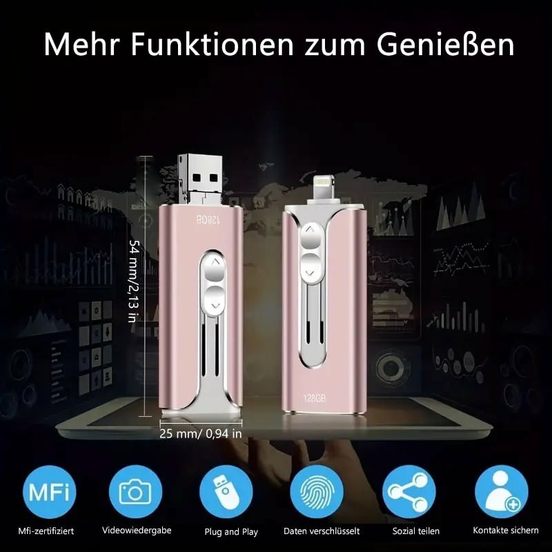 🔥Hot salg - 49% rabatt🔥16 ~ 256 GB Micro USB + 8 Pin + USB 3.0 4 i 1 mobiltelefon datamaskin U-Disk
