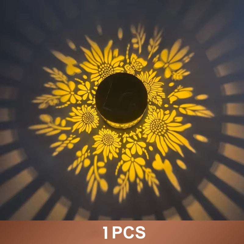 ☀️ Solcelledrevet mandala-lampe for hage og uteplass – 2-i-1 gulv- og vegglampe – Dekorativ belysning med vintage-effekt – Rustfri og holdbar