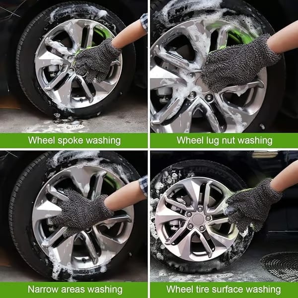 Double-sided five-finger car wash gloves