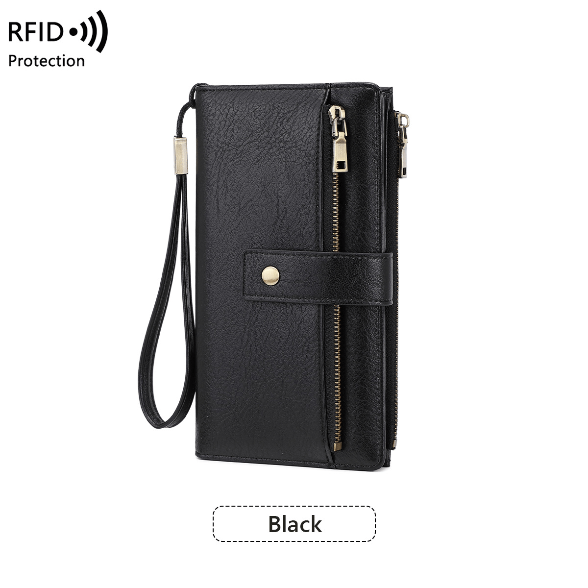 đ„Siste dag med 49 % rabatt â Lang lommebok for damer, stilig clutch, elegant ensfarget lommebok i skinn med RFID-beskyttelse