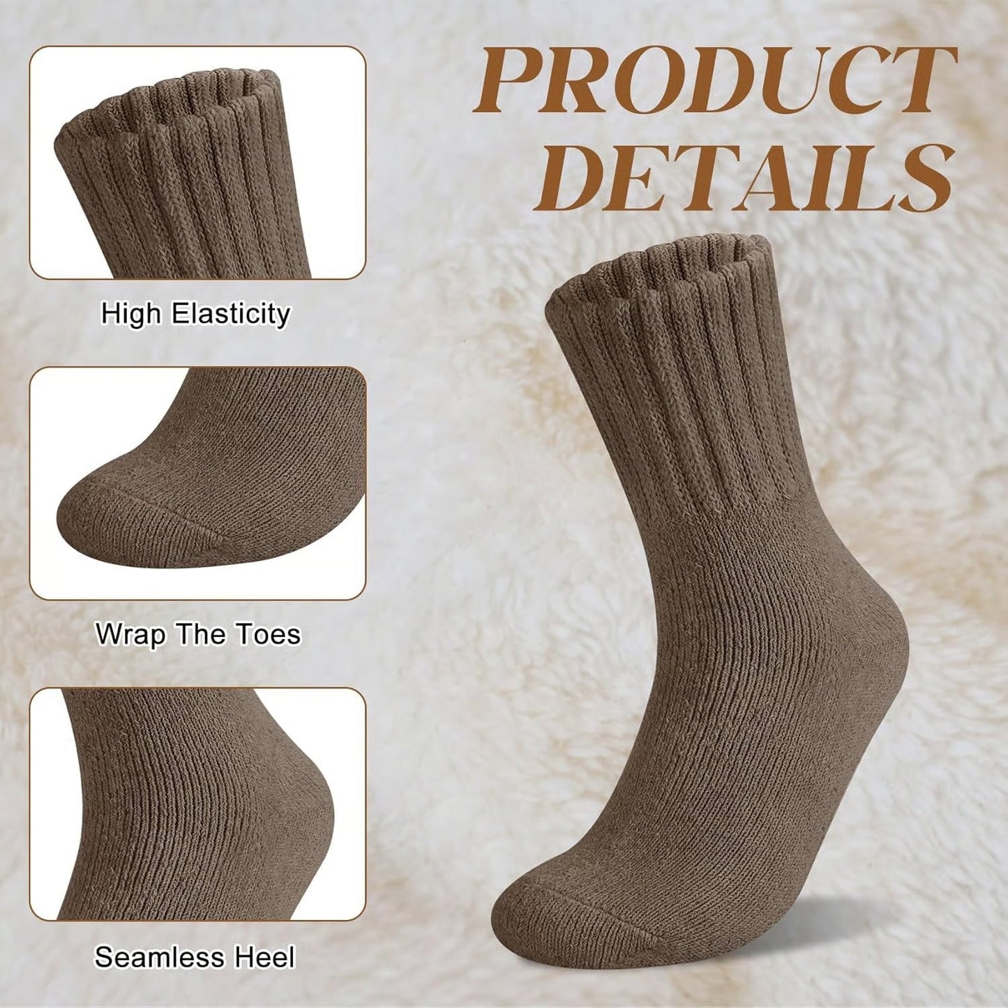 🧦 5 Par Dame Ullsokker – Varme Midtsokker