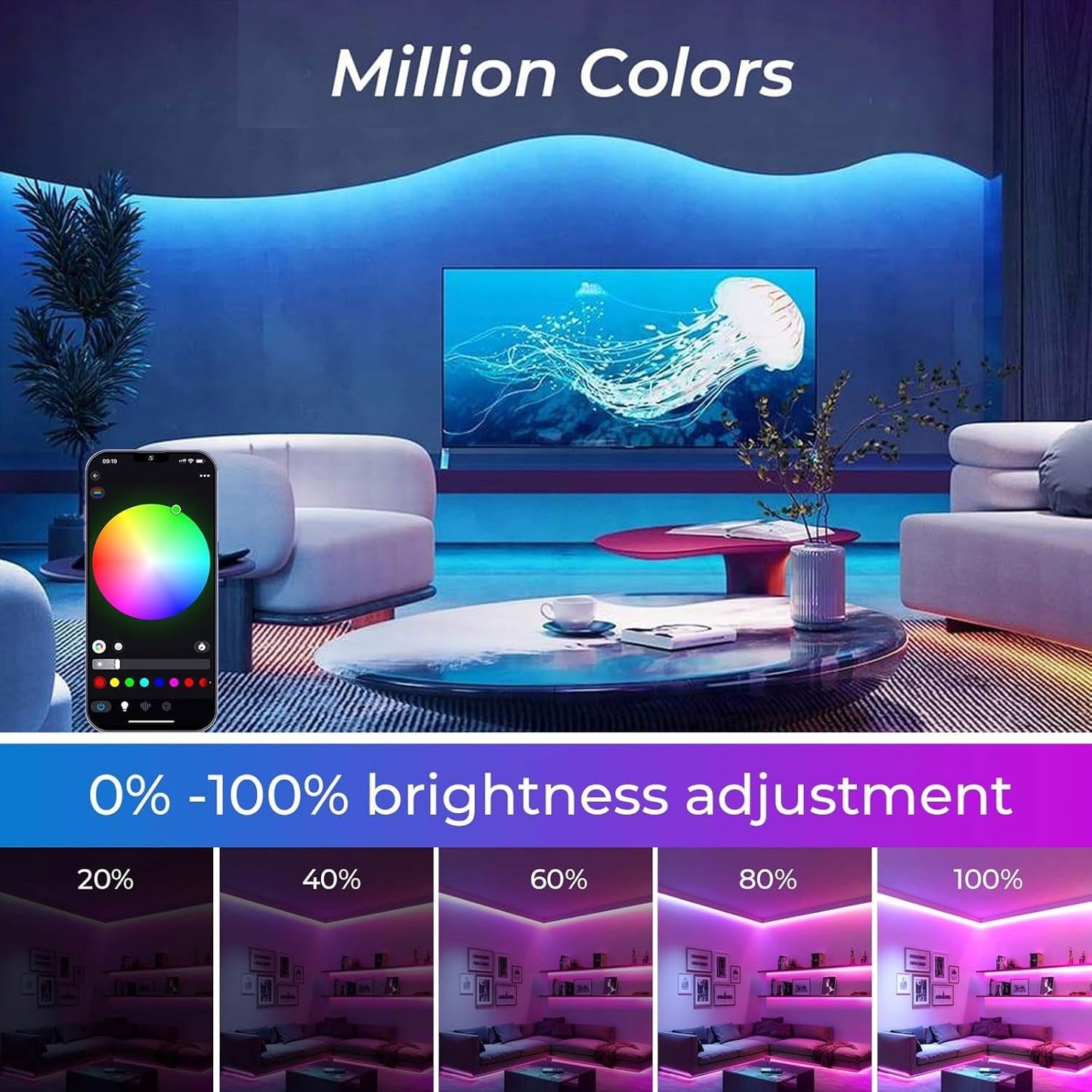 Smarte RGB neon LED-stripelys