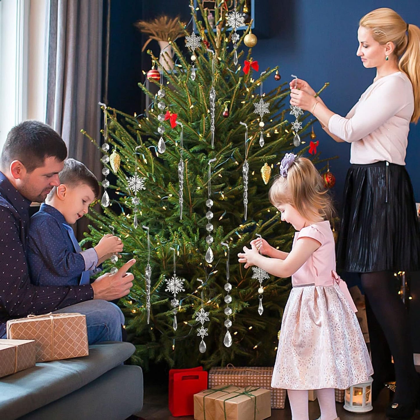 18stk krystall juleornamenter til juletrepynt