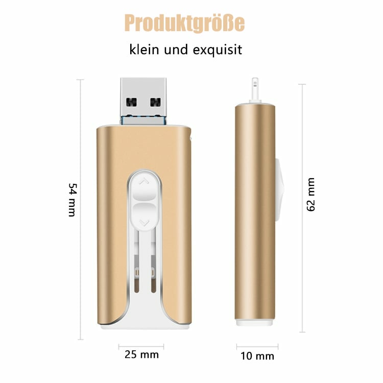 🔥Hot salg - 49% rabatt🔥16 ~ 256 GB Micro USB + 8 Pin + USB 3.0 4 i 1 mobiltelefon datamaskin U-Disk