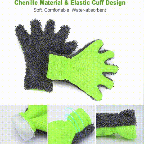 Double-sided five-finger car wash gloves