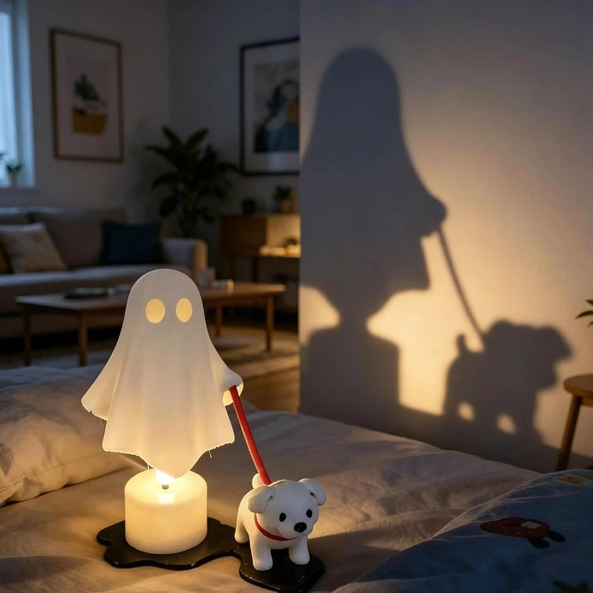 👻🐾 Nattlys med spøkelseshund til Halloween