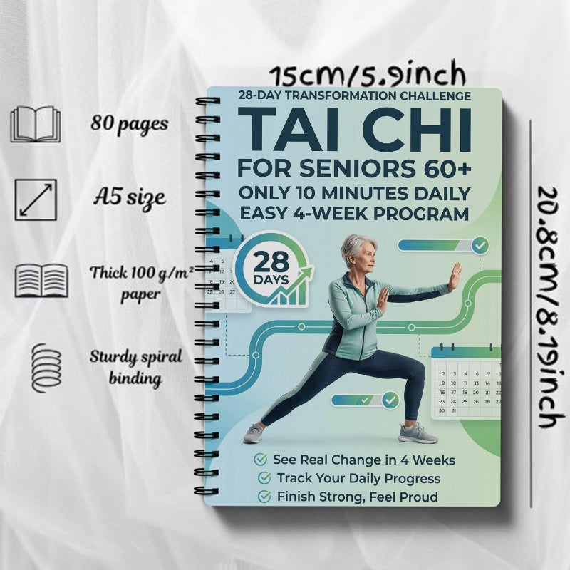 📘 50 % RABATT NÅ! 🧘 Tai Chi-øvelsesbok for eldre og nybegynnere – 28-dagers program, 10 minutters daglige øvelser og nybegynnervennlige bevegelser – perfekt for styrke, balanse og avslapning 🌿✨