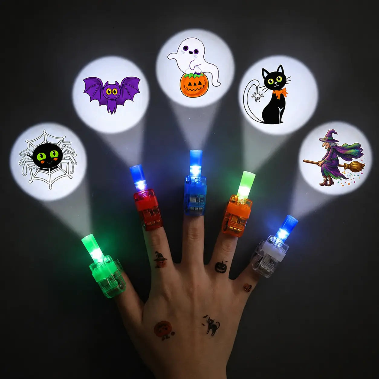 👻🎃 Fingerprojektorringer til Halloween – LED-festtilbehør for barn