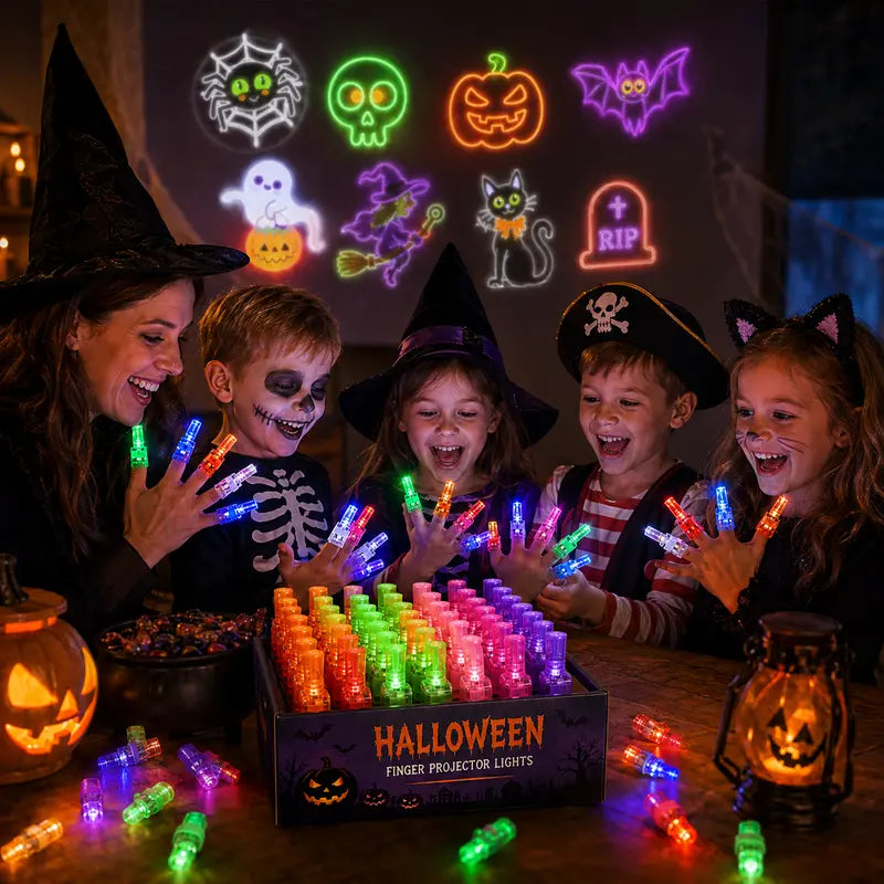 👻🎃 Fingerprojektorringer til Halloween – LED-festtilbehør for barn