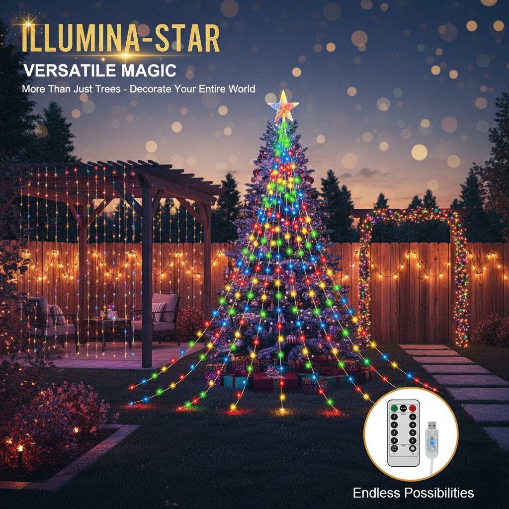 🎄✨ Starlight Cascade Light Show – Magisk julelys med 8 moduser og fjernkontroll! ✨🌟