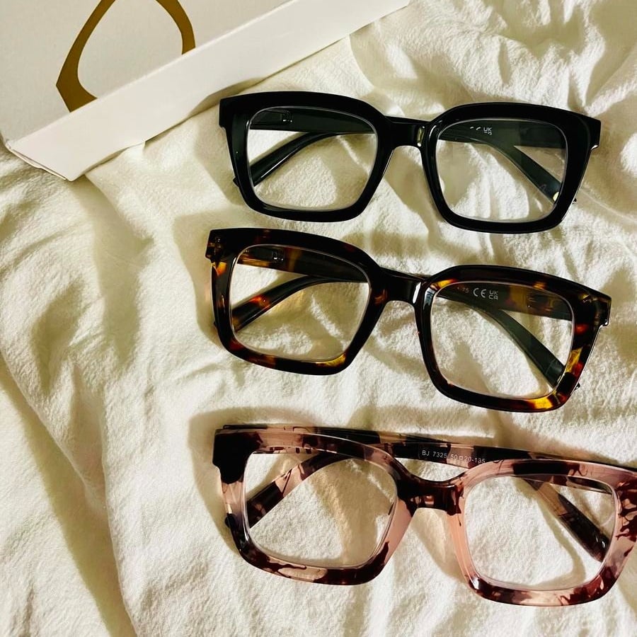 🔥Spesialtilbud – ✨👓Lesebriller i skilpaddeskjell – Oversized, firkantede briller med blått lysfilter