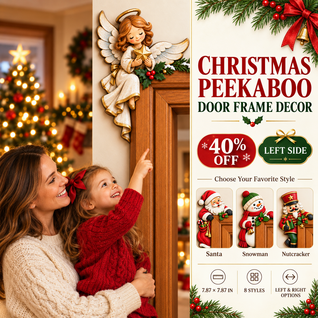 Julepynt til hjørnet av dørkarmen