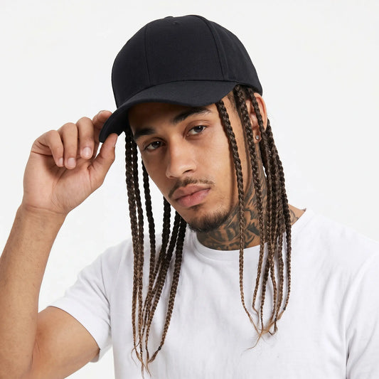 Flettet baseballparykkhette – Trykklås med sikrede dreadlock