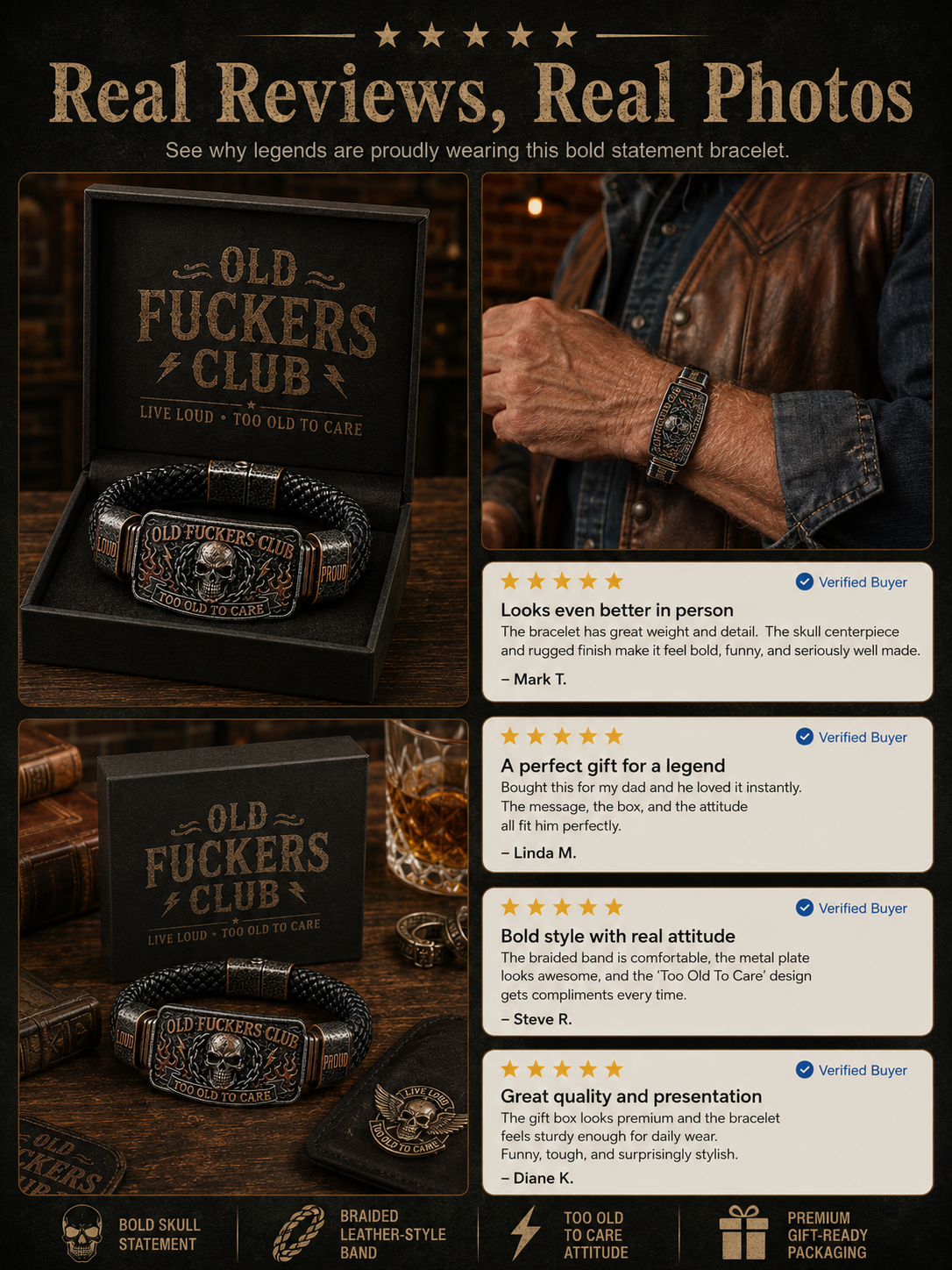 ☠️ Old Fuckers Club & Wild Freedom 🪓 | 2026 begrenset opplag av vintage-armbån