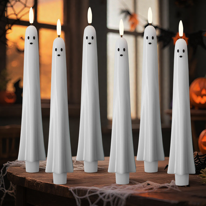 🎃👻Fjernstyrt spøkelseslys med 3D-flimrende veke 👻🎃