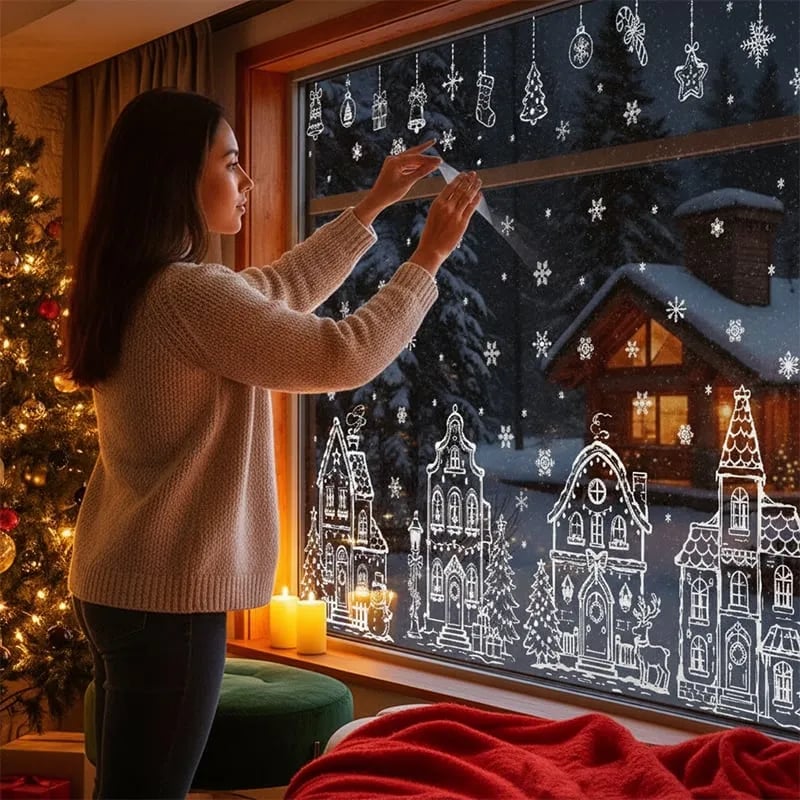 ❄️🎅Sett med statiske julevindusklistremerker