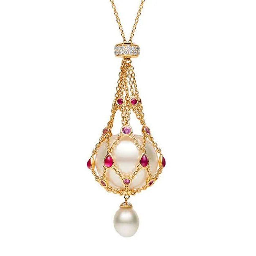 📿✨ Lavaliere-anheng med ferskvannsperle og blå edelsten ✨🔮