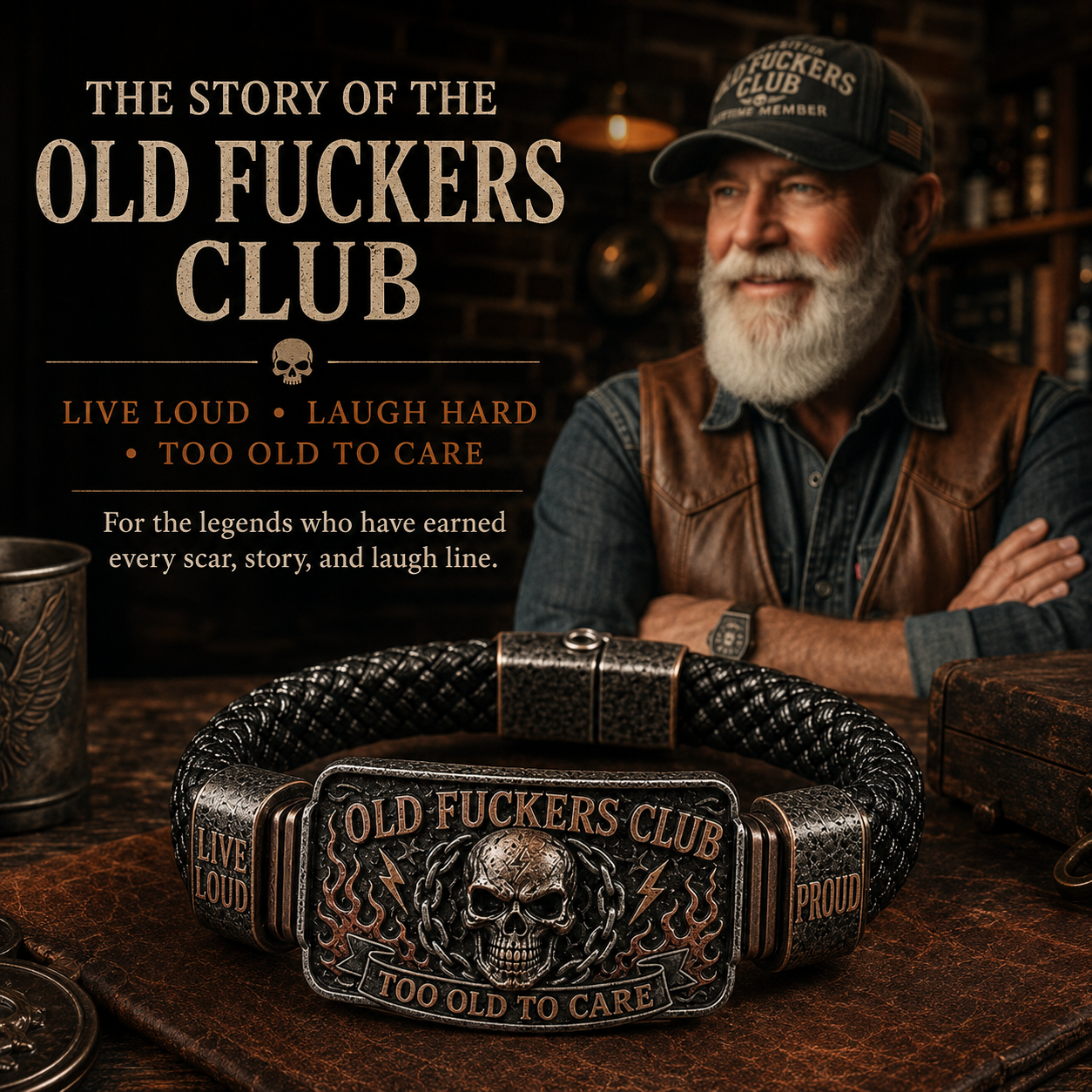 ☠️ Old Fuckers Club & Wild Freedom 🪓 | 2026 begrenset opplag av vintage-armbån