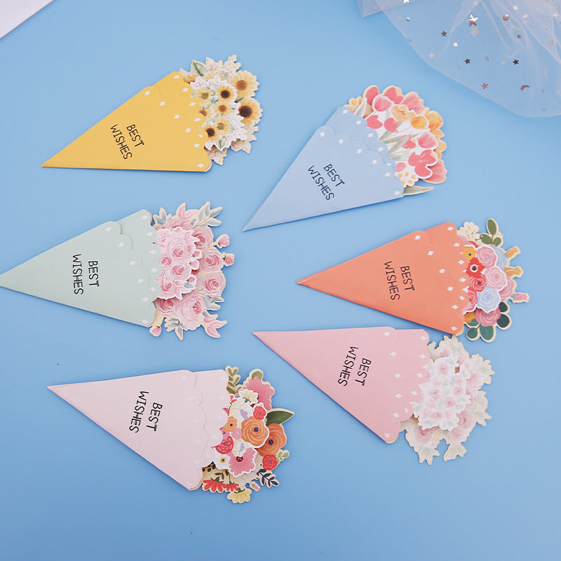 💐3D-blomsterbukett-gratulasjonskort – kreative blomsterkort med konvolutter