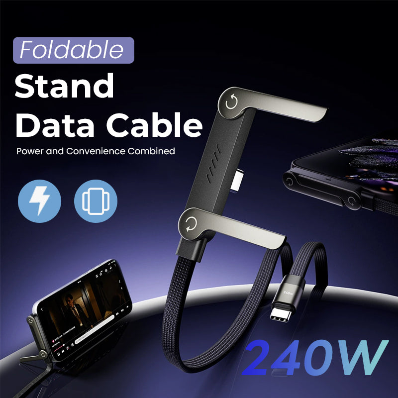 ⚡240 W hurtigladekabel med integrert usynlig stativ — innebygd telefonholder