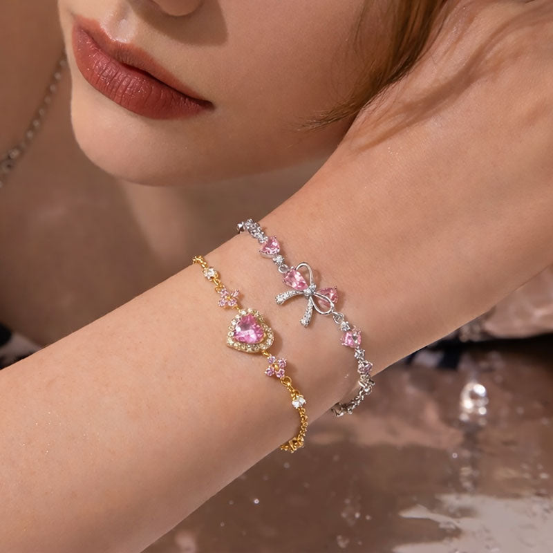 💖✨ Sjarmerende hjertearmbånd til henne – delikat og glitrende hverdagssmykke med feminin eleganse! ✨👛