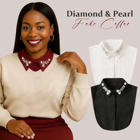 ✨👗 Diamant- og perleimitasjonskrage – avtakbar, glitrende krage til gensere og kjoler! ✨💎