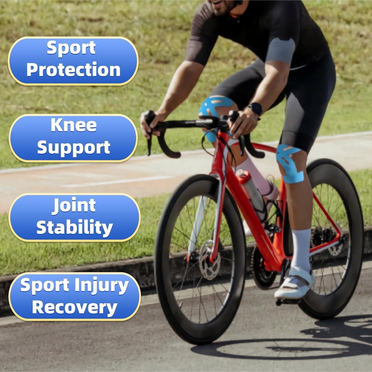 10/20 stk. ferdigskåret kinesiologitape for knæ