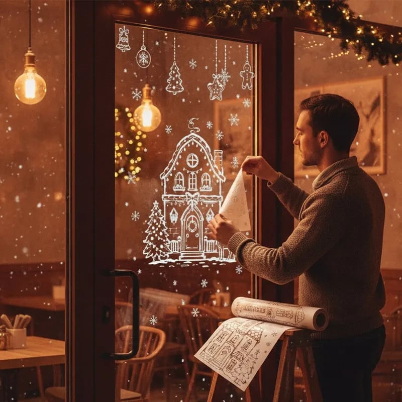 ❄️🎅Sett med statiske julevindusklistremerker
