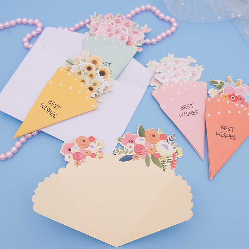💐3D-blomsterbukett-gratulasjonskort – kreative blomsterkort med konvolutter