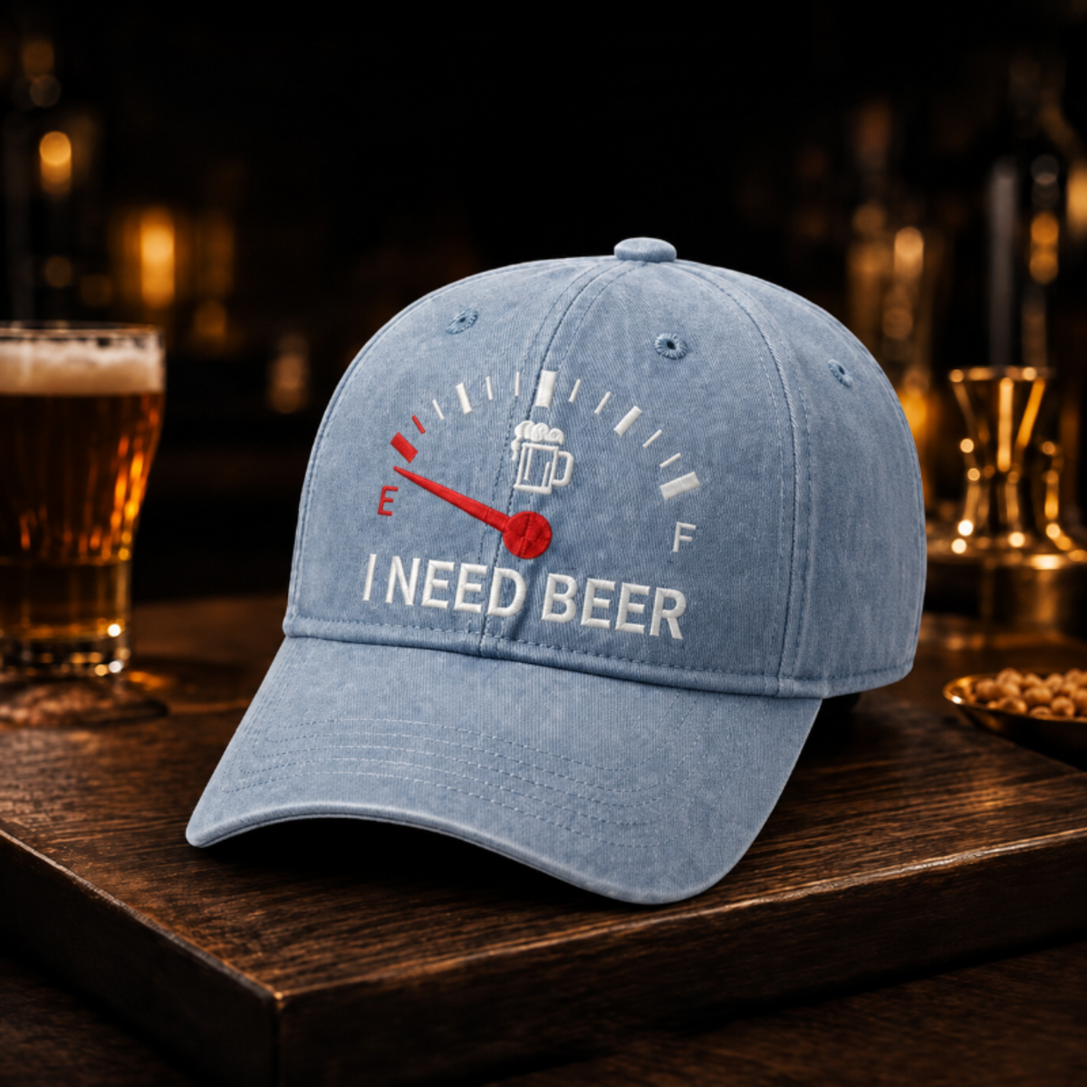🍺 Baseballcaps med broderi på «I NEED BEER» – Unisex minnecap