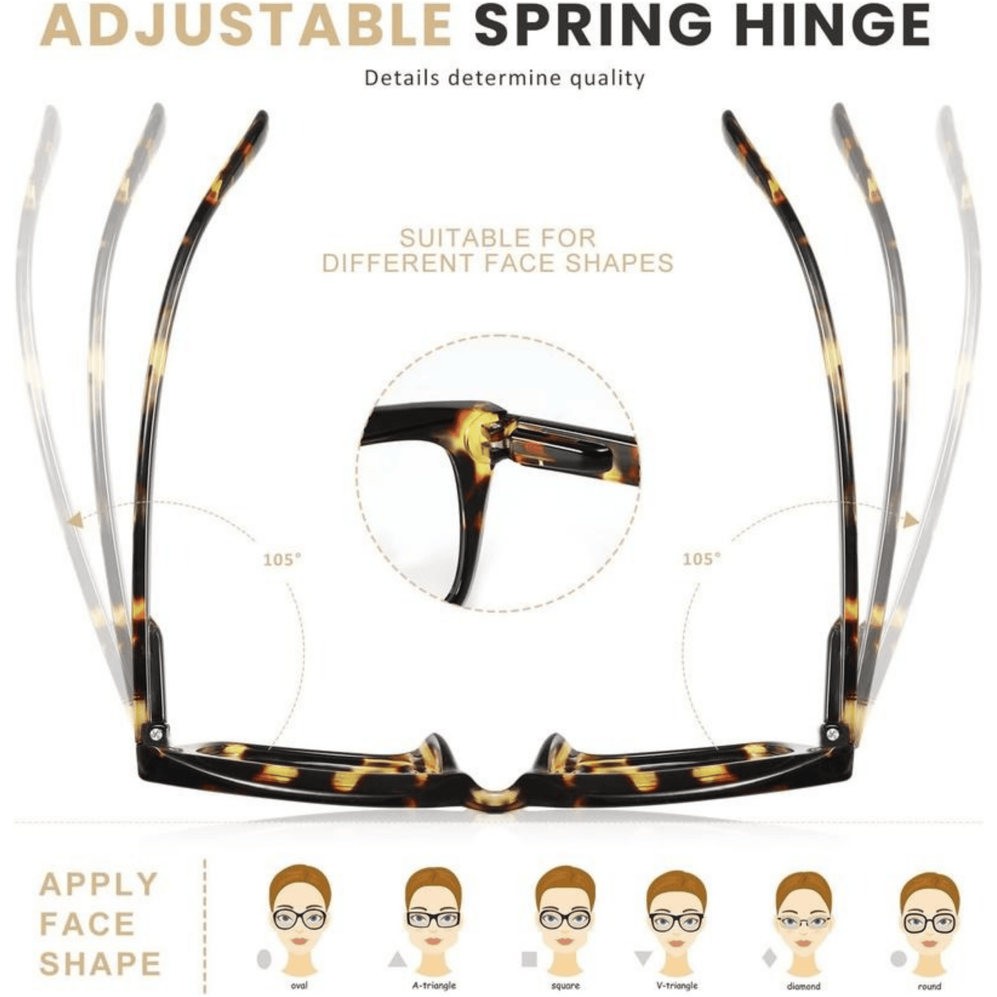 🔥Spesialtilbud – ✨👓Lesebriller i skilpaddeskjell – Oversized, firkantede briller med blått lysfilter