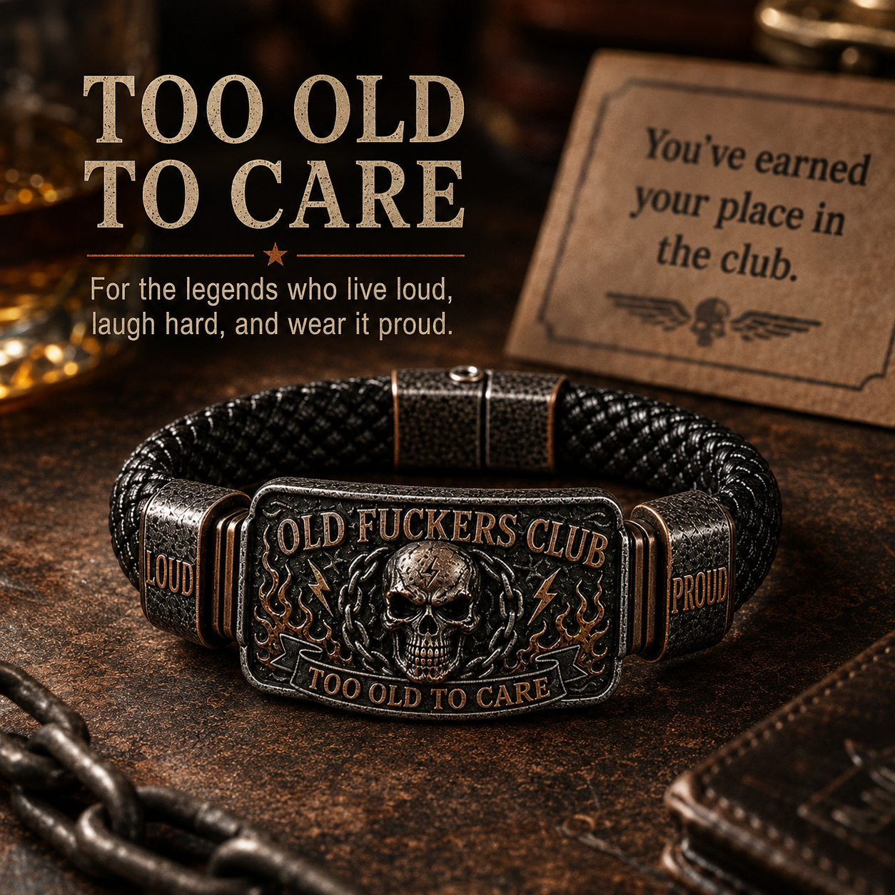 ☠️ Old Fuckers Club & Wild Freedom 🪓 | 2026 begrenset opplag av vintage-armbån