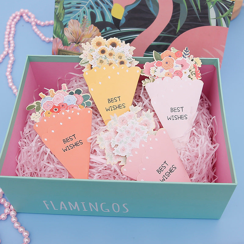 💐3D-blomsterbukett-gratulasjonskort – kreative blomsterkort med konvolutter