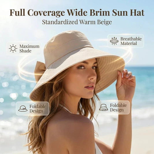 👒Sommerens heteste tilbud☀️Solhatt med bred brem og sløyfe for damer