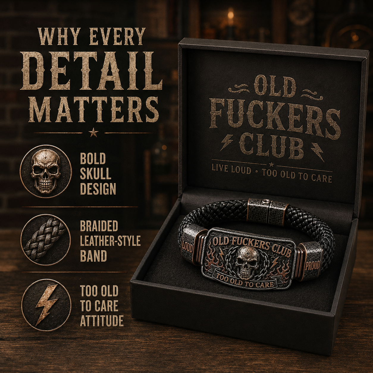☠️ Old Fuckers Club & Wild Freedom 🪓 | 2026 begrenset opplag av vintage-armbån