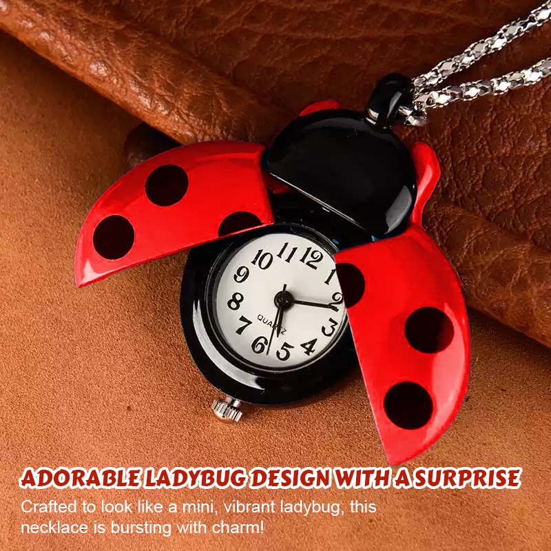 🐞 Halskjede med vintage marihøne lommeur