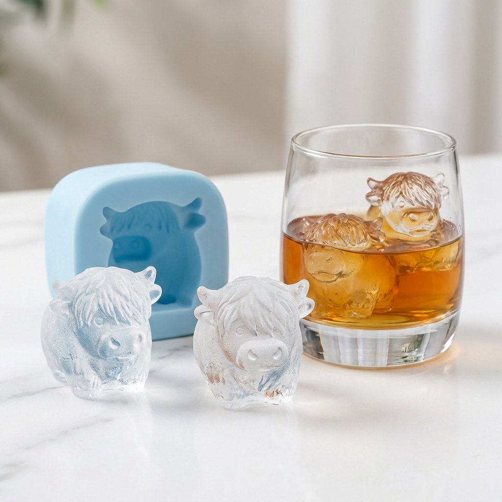 🐮 Mini isbitform av høylandsku – Søt 3D-is til drikke, fester og gaver