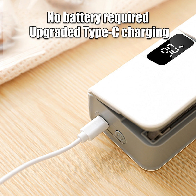 🟔 Bærbar USB-forseglingsmaskin med to funksjoner – forsegling og åpning, LED-display med 6 innstillinger