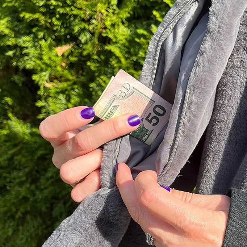 🧣✨ Hemmelig lommeskjerf – skjult glidelås i halsen til telefon, kort og nøkler! ✨📱