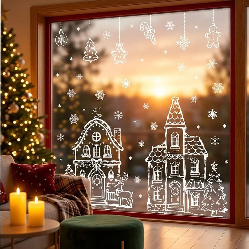 ❄️🎅Sett med statiske julevindusklistremerker