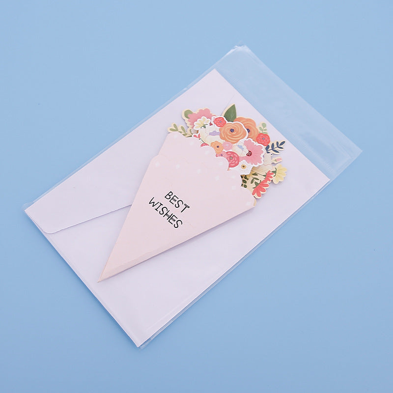 💐3D-blomsterbukett-gratulasjonskort – kreative blomsterkort med konvolutter