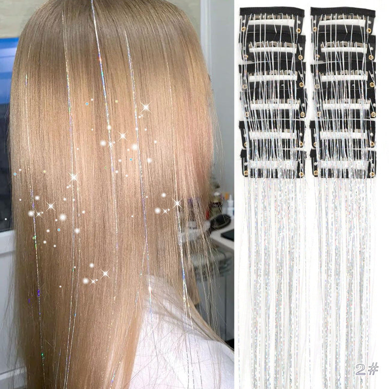 🔥KJØP 1 FÅ 1 GRATIS（24 stykker）✨ [Instant Sparkle] 12-delers clip-in hårforlengelser med glitter | Skinner på få sekunder! 🦄💖
