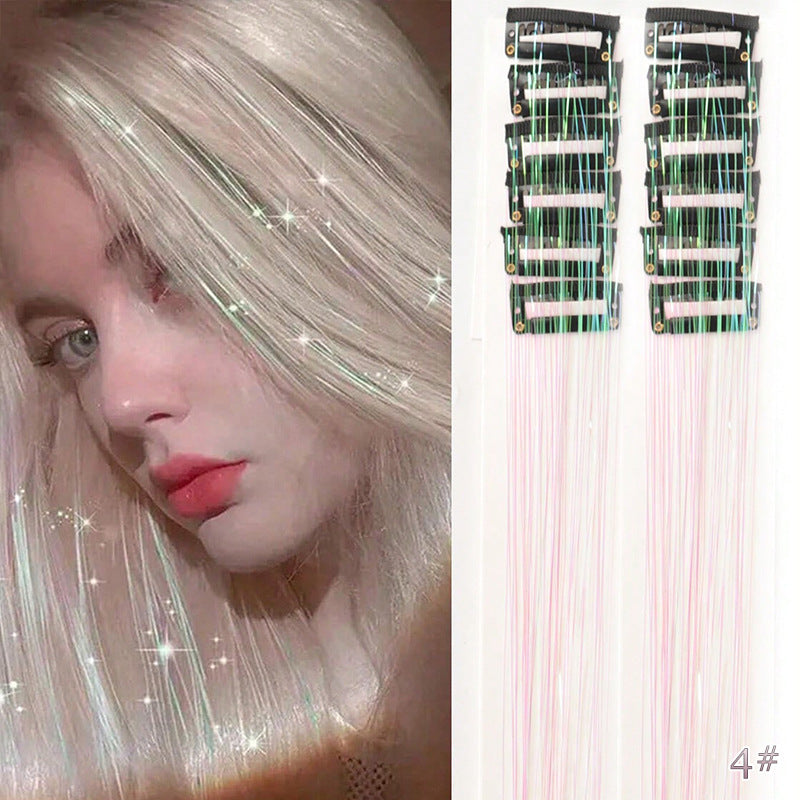 🔥KJØP 1 FÅ 1 GRATIS（24 stykker）✨ [Instant Sparkle] 12-delers clip-in hårforlengelser med glitter | Skinner på få sekunder! 🦄💖