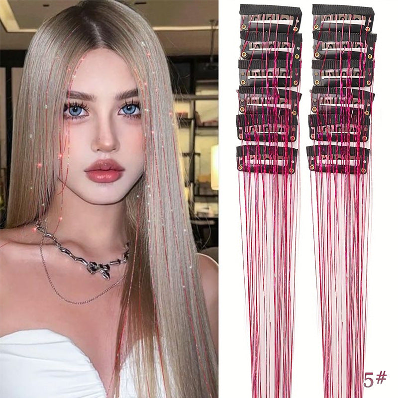 🔥KJØP 1 FÅ 1 GRATIS（24 stykker）✨ [Instant Sparkle] 12-delers clip-in hårforlengelser med glitter | Skinner på få sekunder! 🦄💖
