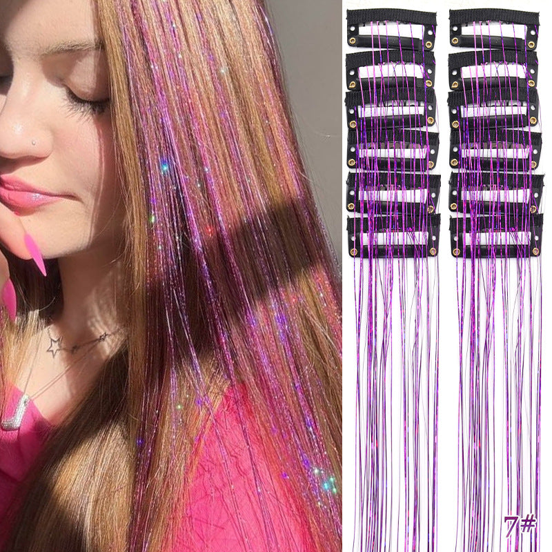 🔥KJØP 1 FÅ 1 GRATIS（24 stykker）✨ [Instant Sparkle] 12-delers clip-in hårforlengelser med glitter | Skinner på få sekunder! 🦄💖
