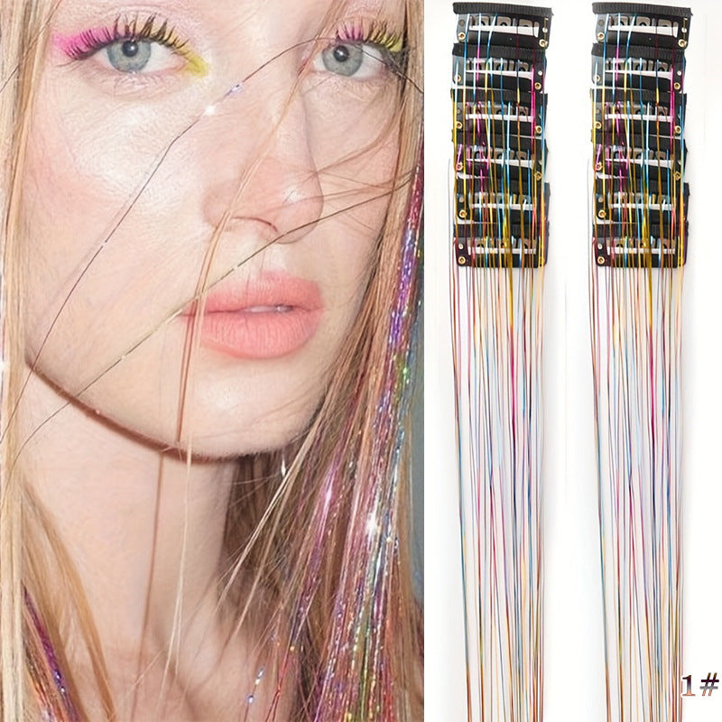 🔥KJØP 1 FÅ 1 GRATIS（24 stykker）✨ [Instant Sparkle] 12-delers clip-in hårforlengelser med glitter | Skinner på få sekunder! 🦄💖