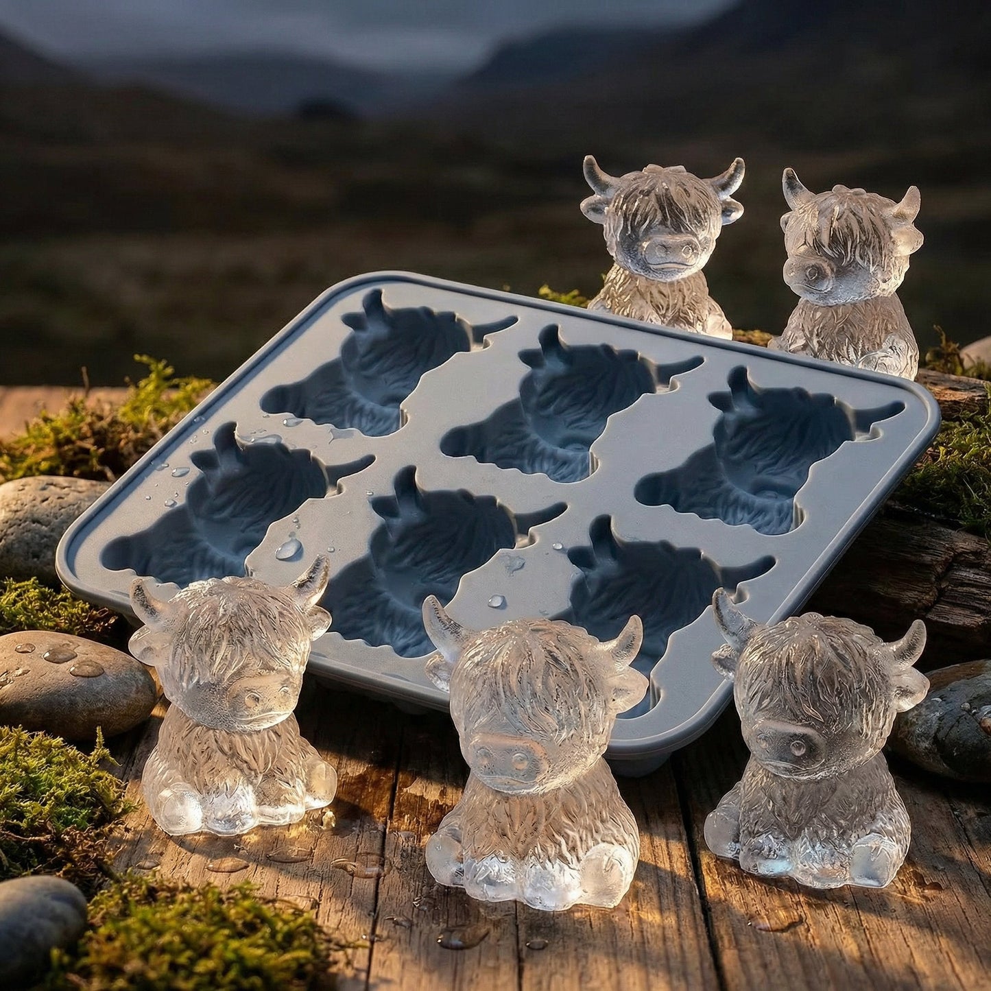 🐮 Mini isbitform av høylandsku – Søt 3D-is til drikke, fester og gaver